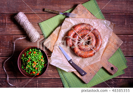 Homemade Sausage Roll with green peas Homemade Sausage Roll with green peas 48385355