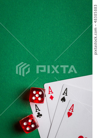 Poker cards and dice. 48385883