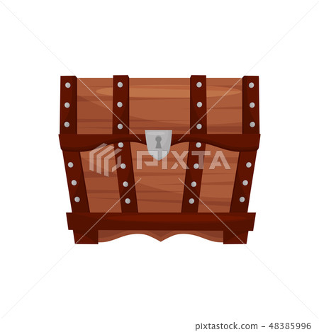 Flat vector icon of antique wooden chest with... - Stock Illustration ...