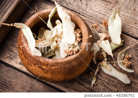 Herbs on wooden background 48386701