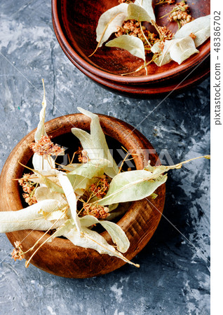Dried linden flowers 48386702