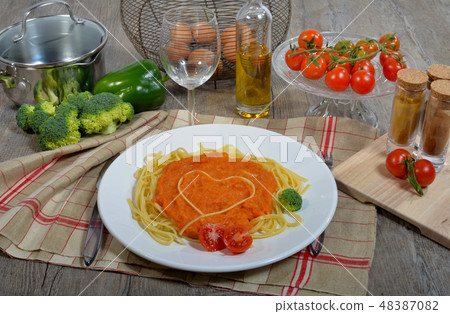 heart with pasta heart with pasta 48387082