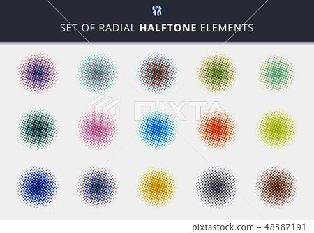 Set of abstract dots halftone circles elements Set of abstract dots halftone circles elements 48387191