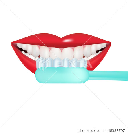 Vector image on a white background. How to brush your teeth rightly with a toothbrush. Healthy Vector image on a white background. How to brush your teeth rightly with a toothbrush. Healthy 48387797