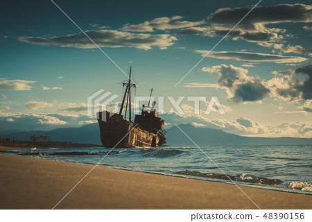 The famous shipwreck near Gythio Greece The famous shipwreck near Gythio Greece 48390156