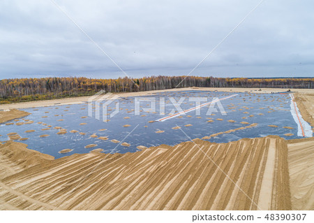 the construction of the landfill and installation of geomembrane the construction of the landfill and installation of geomembrane 48390307