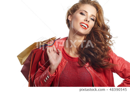 Woman and autumn shopping Woman and autumn shopping 48390545