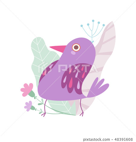 Cute Little Violet Bird, Symbol of Spring Vector Illustration Cute Little Violet Bird, Symbol of Spring Vector Illustration 48391608