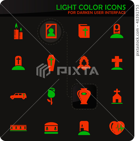 Funeral service icons set 48391753