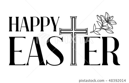 Happy Easter concept illustration. Cross and lilies. Happy Easter concept illustration. Cross and lilies. 48392014