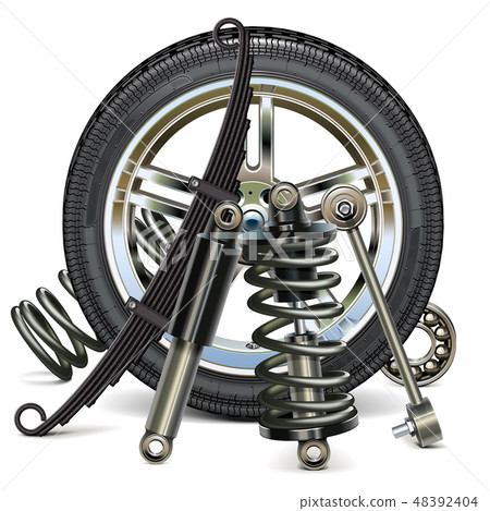Vector Car Wheel with Suspension Parts 48392404