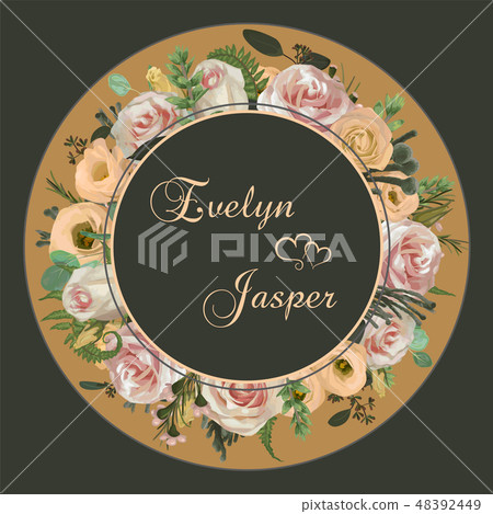 Wedding vertical floral invitation, invite card Wedding vertical floral invitation, invite card 48392449
