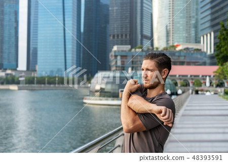 Sport young man training outdoors Sport young man training outdoors 48393591