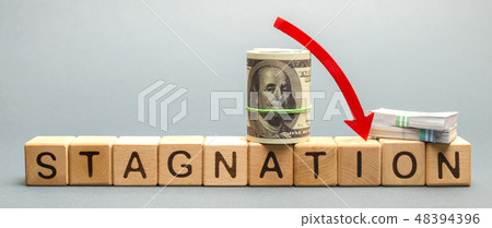 Wooden blocks with the word Stagnation  48394396