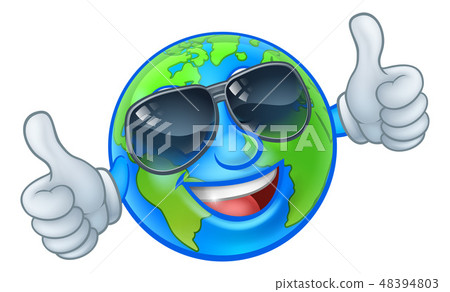 Earth Globe Sunglasses Shades World Cartoon Mascot Earth Globe Sunglasses Shades World Cartoon Mascot 48394803