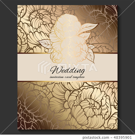 Antique royal luxury wedding invitation, gold 48395901