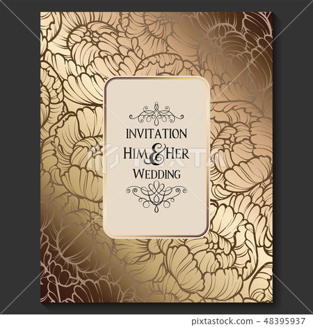 Antique royal luxury wedding invitation, gold 48395937