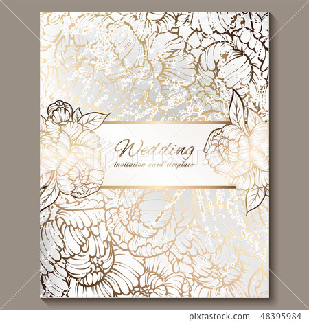 Antique royal luxury wedding invitation, gold 48395984