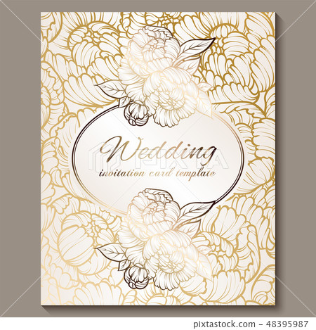 Antique royal luxury wedding invitation, gold 48395987