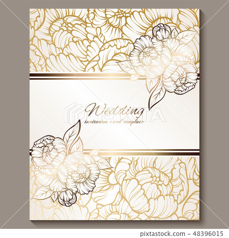 Antique royal luxury wedding invitation, gold Antique royal luxury wedding invitation, gold 48396015