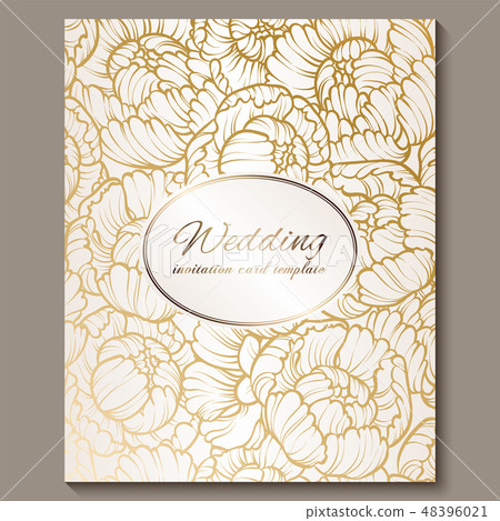 Antique royal luxury wedding invitation, gold 48396021