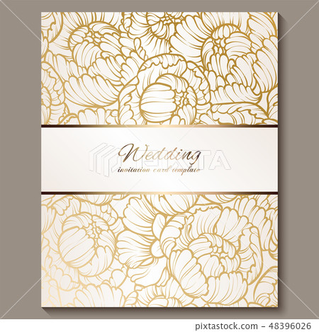 Antique royal luxury wedding invitation, gold Antique royal luxury wedding invitation, gold 48396026