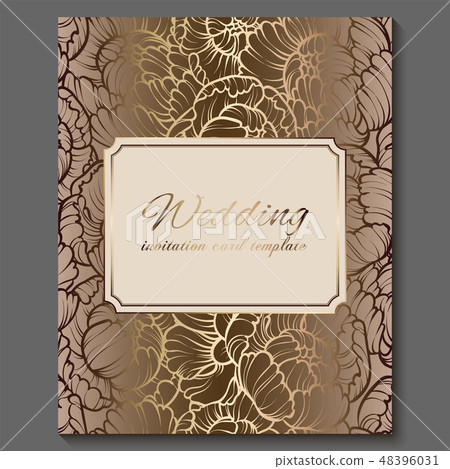Antique royal luxury wedding invitation, gold 48396031