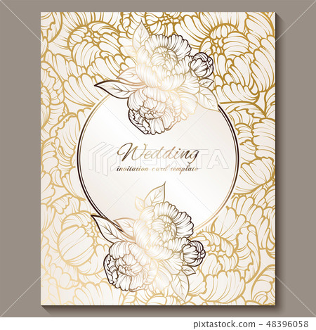 Antique royal luxury wedding invitation, gold 48396058
