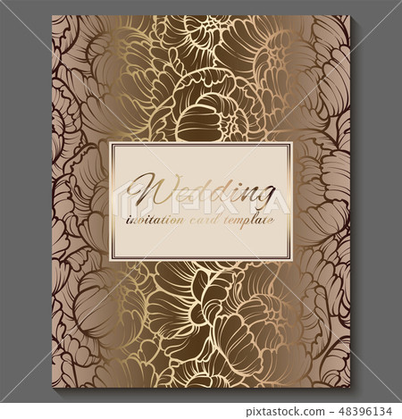 Antique royal luxury wedding invitation, gold 48396134