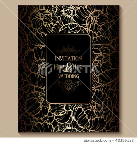 Antique royal luxury wedding invitation, gold 48396158