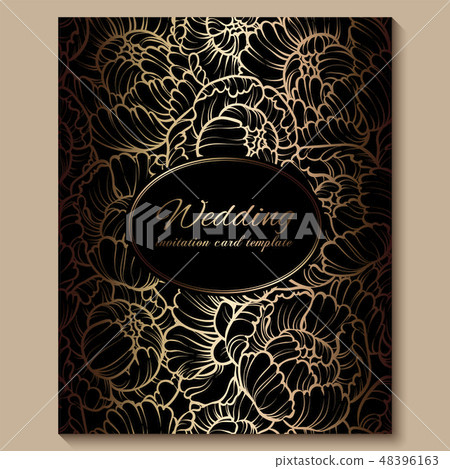 Antique royal luxury wedding invitation, gold 48396163