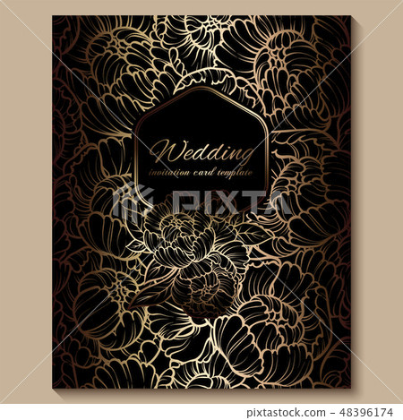 Antique royal luxury wedding invitation, gold Antique royal luxury wedding invitation, gold 48396174
