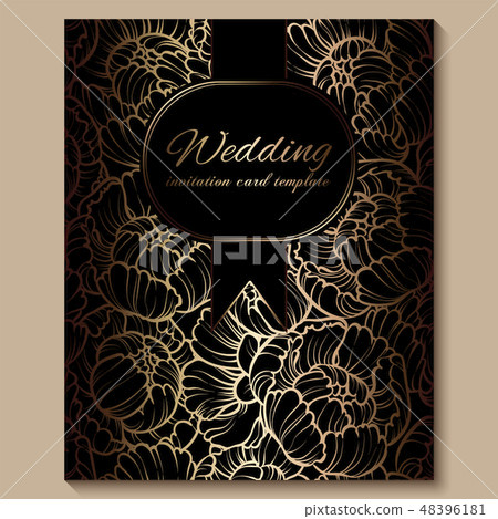 Antique royal luxury wedding invitation, gold Antique royal luxury wedding invitation, gold 48396181