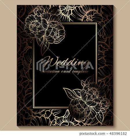 Antique royal luxury wedding invitation, gold 48396182