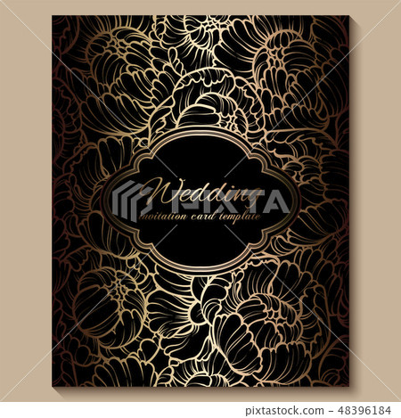 Antique royal luxury wedding invitation, gold Antique royal luxury wedding invitation, gold 48396184