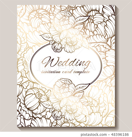 Antique royal luxury wedding invitation, gold 48396186