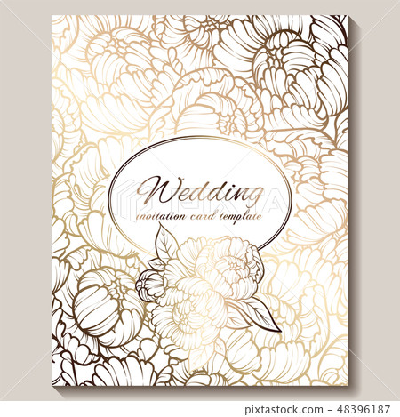 Antique royal luxury wedding invitation, gold 48396187