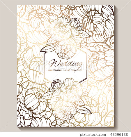 Antique royal luxury wedding invitation, gold 48396188