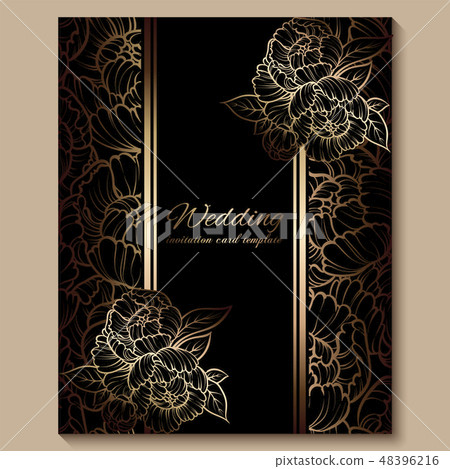 Antique royal luxury wedding invitation, gold 48396216