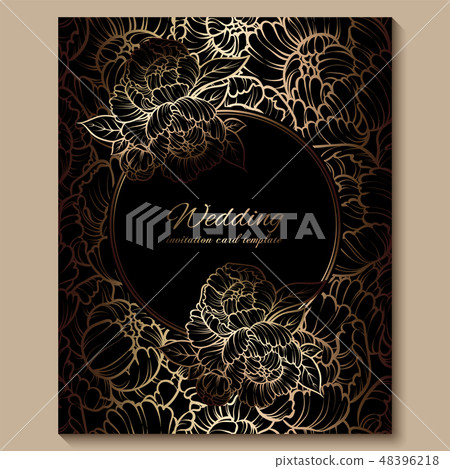 Antique royal luxury wedding invitation, gold 48396218