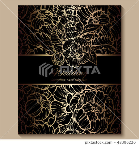 Antique royal luxury wedding invitation, gold 48396220