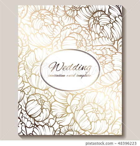 Antique royal luxury wedding invitation, gold 48396223