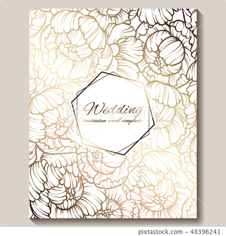 Antique royal luxury wedding invitation, gold 48396241