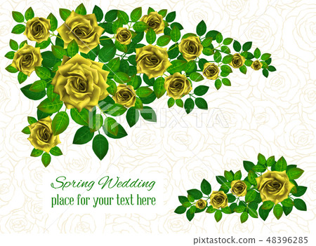 Set of beautiful bouquets with roses and leaves Set of beautiful bouquets with roses and leaves 48396285