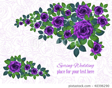 Set of beautiful bouquets with roses and leaves Set of beautiful bouquets with roses and leaves 48396290