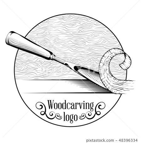 Woodcarving logotype Illustration with a chisel Woodcarving logotype Illustration with a chisel 48396334