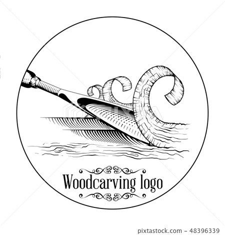 Woodcarving logotype Illustration with a chisel Woodcarving logotype Illustration with a chisel 48396339