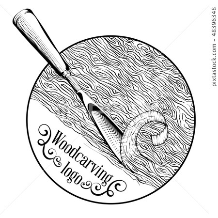 Woodcarving logotype Illustration with a chisel Woodcarving logotype Illustration with a chisel 48396348