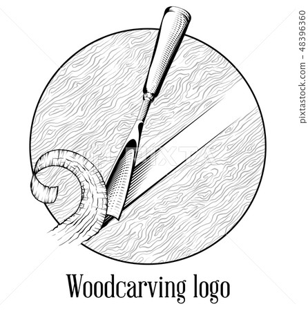 Woodcarving logotype Illustration with a chisel Woodcarving logotype Illustration with a chisel 48396360