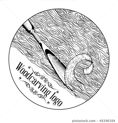 Woodcarving logotype Illustration with a chisel Woodcarving logotype Illustration with a chisel 48396384
